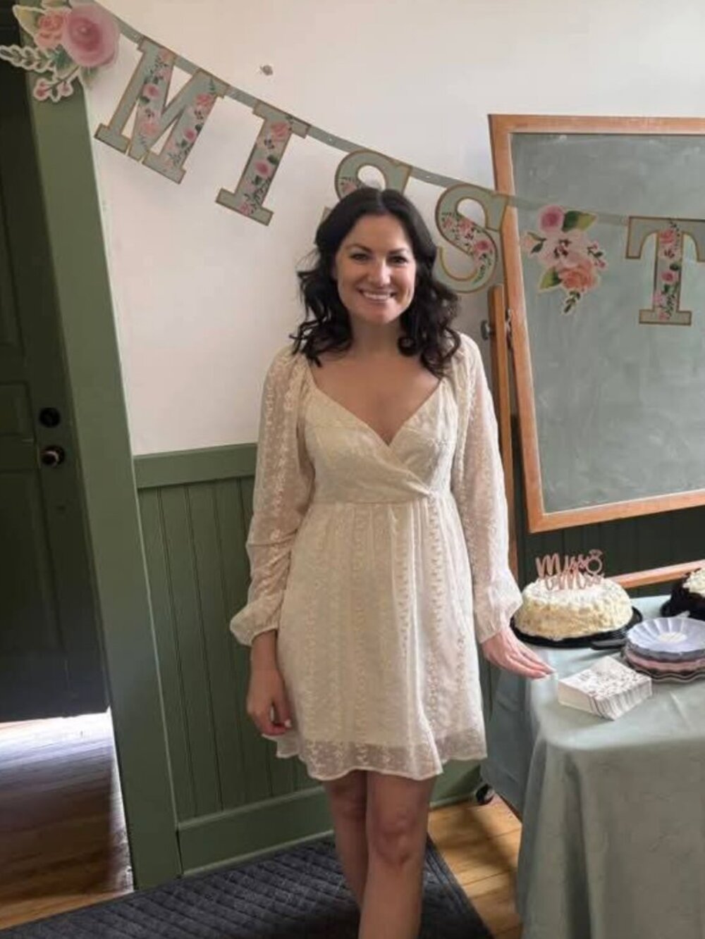 Francesca's embroidered cream dress